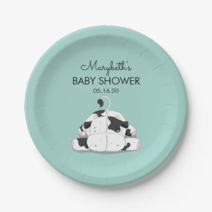Cute Little Cow Baby Shower Paper Plate