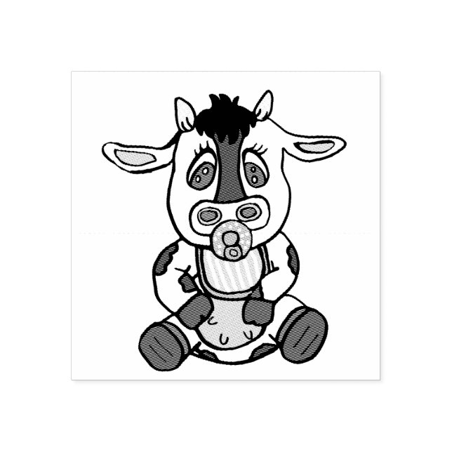 Cute Little Cow Farm Animal Rubber Stamp (Imprint)