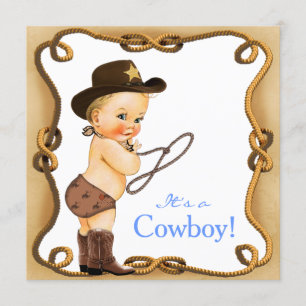 Cute Little Cowboy Baby Shower Invitation