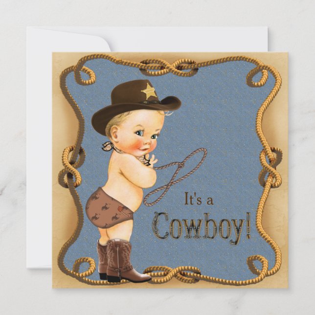Cute Little Cowboy Baby Shower Invitation (Front)