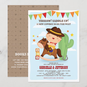 Cute  Little Cowboy Baby Shower Theme Invitation