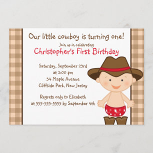 Cute Little Cowboy Birthday Party Invitations