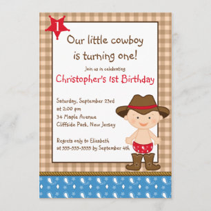 Cute Little Cowboy Birthday Party Invitations