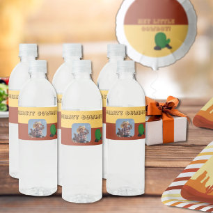 Cute little cowboy custom photo water bottle label