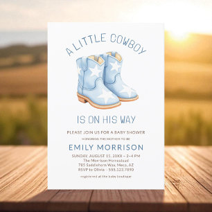 Cute Little Cowboy on the Way Boy Baby Shower Invitation
