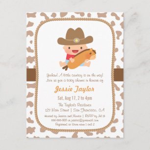 Cute Little Cowboy Western Baby Shower Invitations