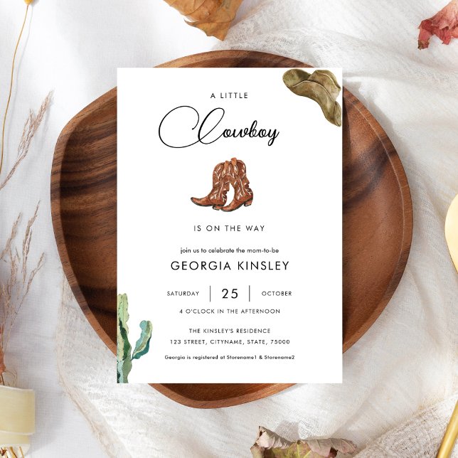 Cute Little Cowboy Western Rodeo Texas Baby Shower Invitation (Creator Uploaded)