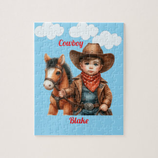 Cute little Cowboy with Horse Jigsaw Puzzle