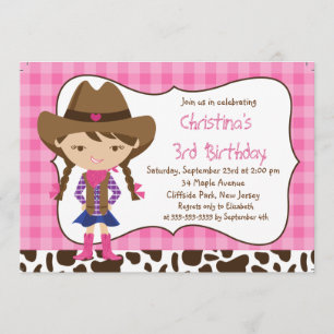 Cute Little Cowgirl Birthday Party Invitations