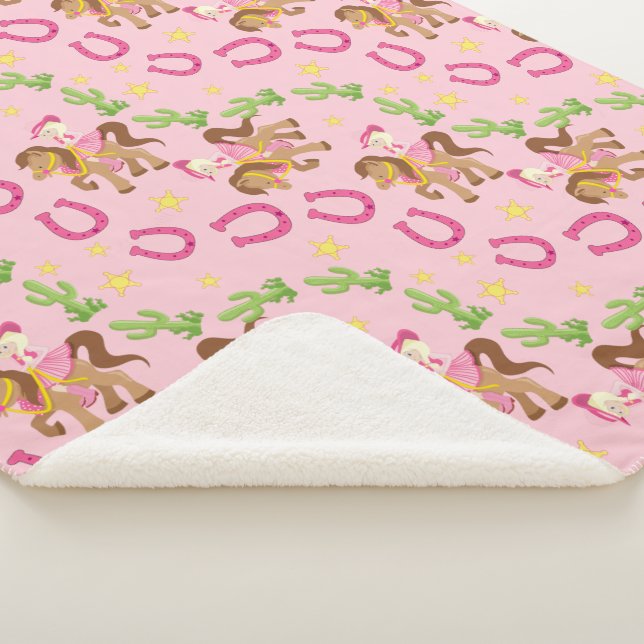 Cute Little Cowgirl Pattern Sherpa Blanket (3/4)