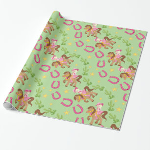 Cute Little Cowgirl Pattern Wrapping Paper