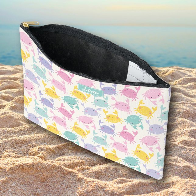 Cute Little Crabs pink lilac yellow mint cream Accessory Pouch (Creator Uploaded)