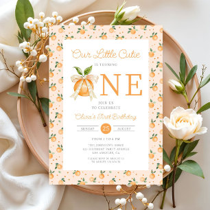 Cute Little Cutie Orange Citrus 1st Birthday Invitation