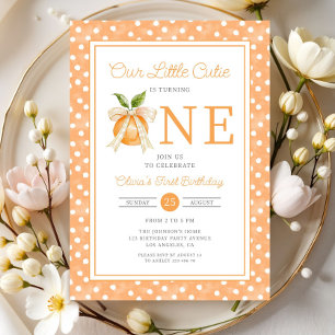 Cute Little Cutie Orange Citrus 1st Birthday Invitation