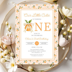 Cute Little Cutie Orange Citrus 1st Birthday Invitation
