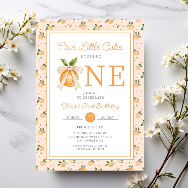 Cute Little Cutie Orange Citrus 1st Birthday Invitation (Cute Little Cutie Orange Citrus 1st Birthday Invitation)