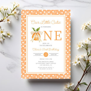 Cute Little Cutie Orange Citrus 1st Birthday Invitation