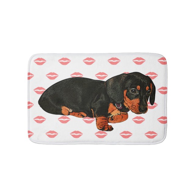 Cute Little Dachshund Design Bath Mat (Front)