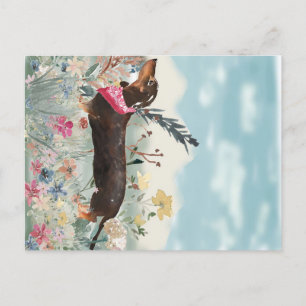 Cute little Dachshund Holiday Postcard