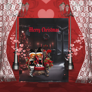 Cute little dark elves. holiday card