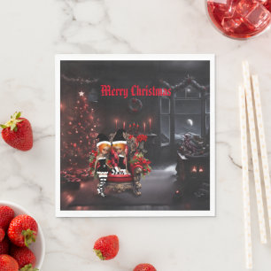 Cute little dark elves. napkin