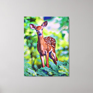 Cute Little Deer Digital Art Painting Canvas Print