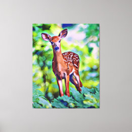 Cute Little Deer Digital Art Painting Canvas Print
