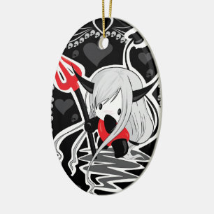 Cute Little Devil Girl Ceramic Tree Decoration