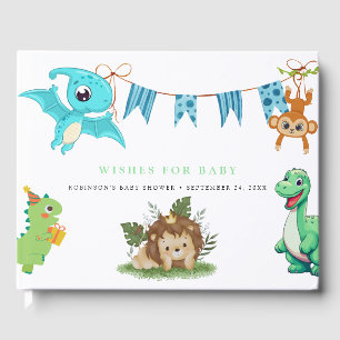 Cute Little Dino Baby Shower Guest Book