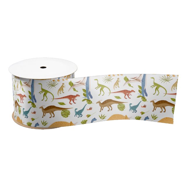 Cute Little Dino Baby Shower Satin Ribbon (Spool)