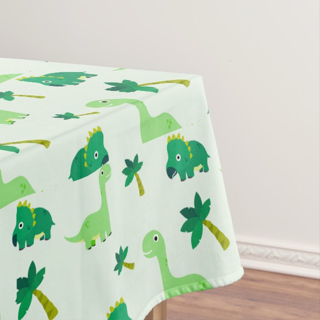 Cute Little Dino Baby Shower Tablecloth (In Situ)