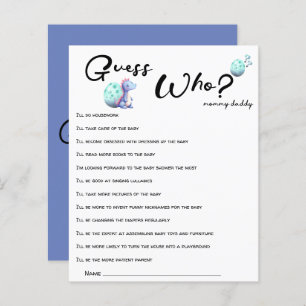 Cute Little Dinosaur Baby Shower Guess Who Game