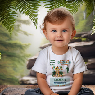 Cute Little Dinosaur Boy 1st Birthday Party Baby T-Shirt