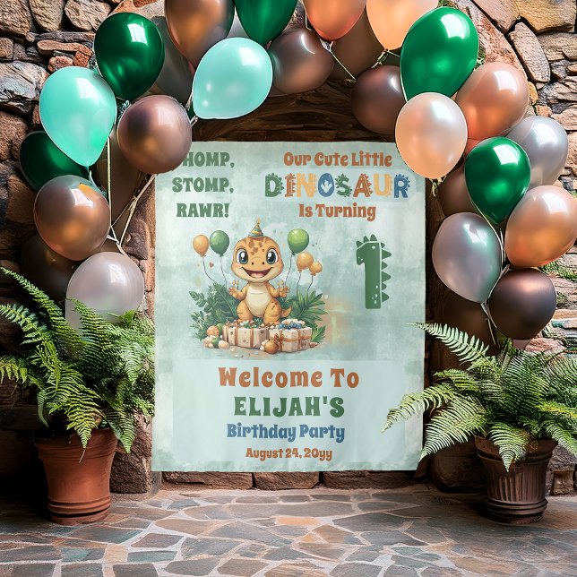 Cute Little Dinosaur Boy 1st Birthday Party Tapestry (Cute Little Dinosaur Boy 1st Birthday Party Tapestry)