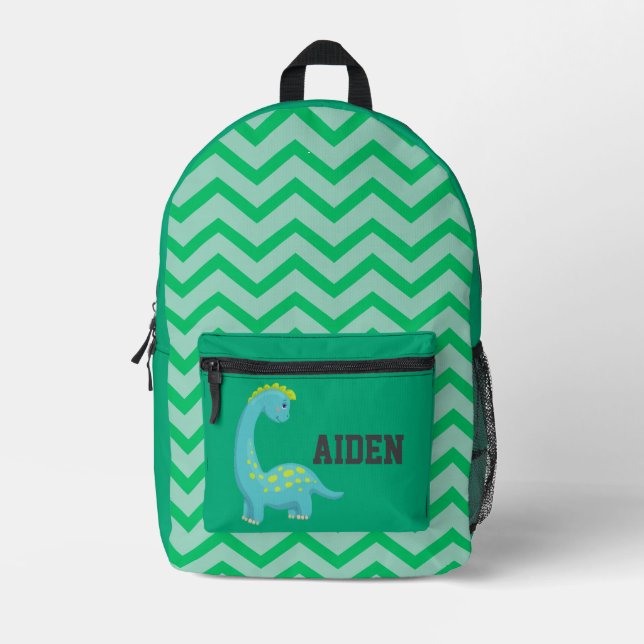 Cute little Dinosaur green kids Backpack (Front)