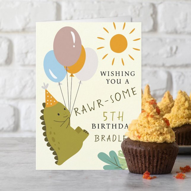 Cute Little Dinosaur Rawr-some Birthday Card (Creator Uploaded)