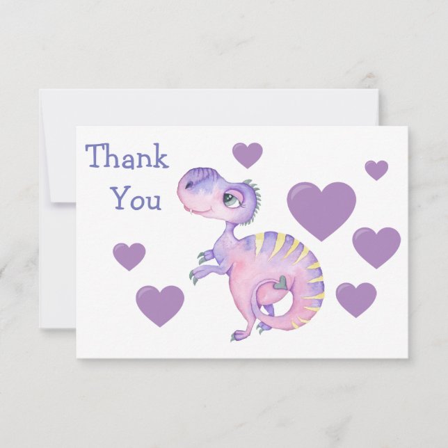 Cute Little Dinosaur Thank You Card (Front)