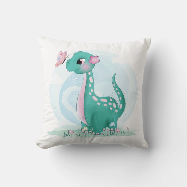 Cute Little Dinosaur With Butterfly Cushion (Front)