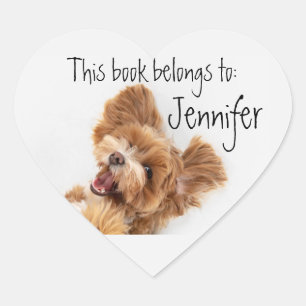Cute Little Dog having fun Heart Sticker
