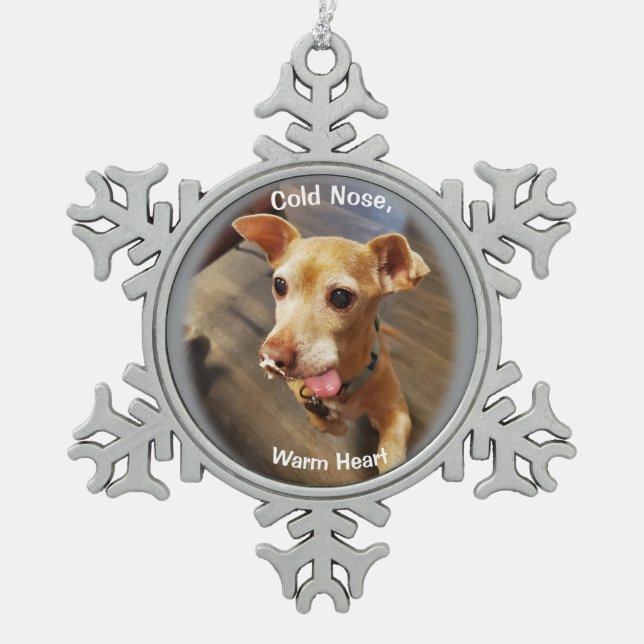 Cute Little Dog Snowflake Framed Ornament (Front)