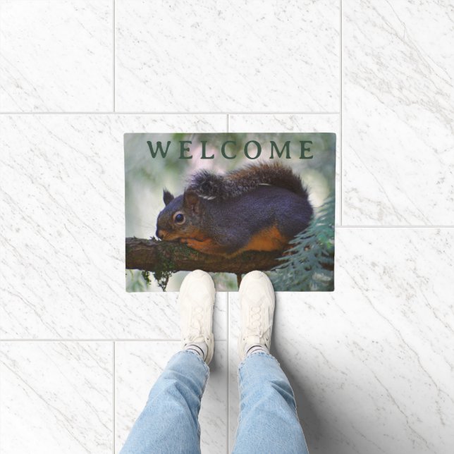 Cute Little Douglas Squirrel Welcome Doormat (Indoor)