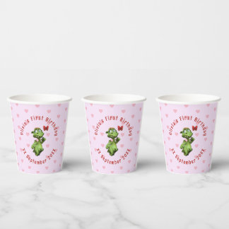 Cute Little Dragon First Birthday Paper Cups