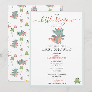 Cute Little Dragon On the Way Boy Baby Shower Invitation