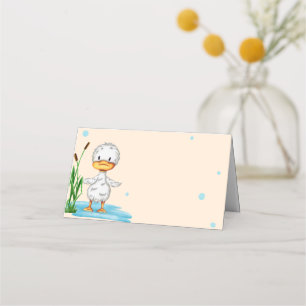 Cute little duck in a pond baby shower  place card