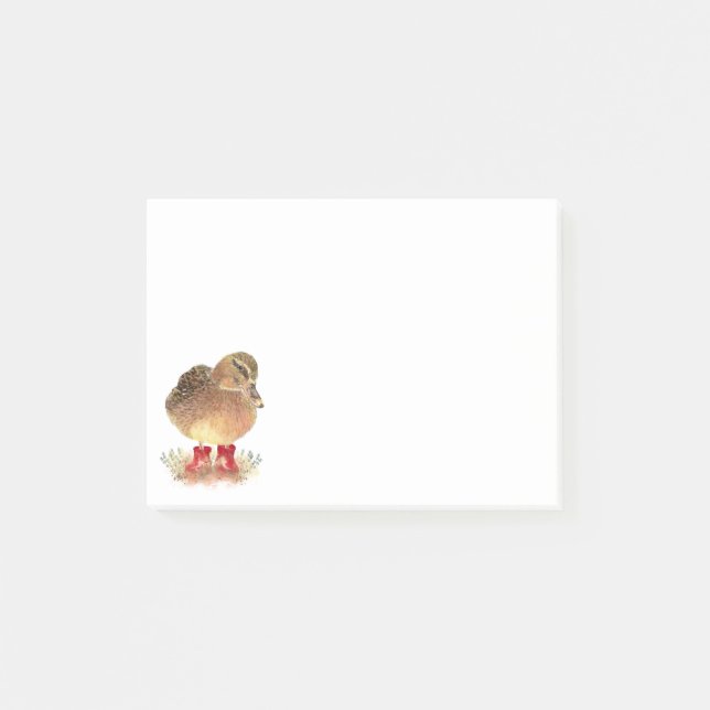 Cute Little Duck in Red Rubber Boots Fun Post-it Notes (Front)