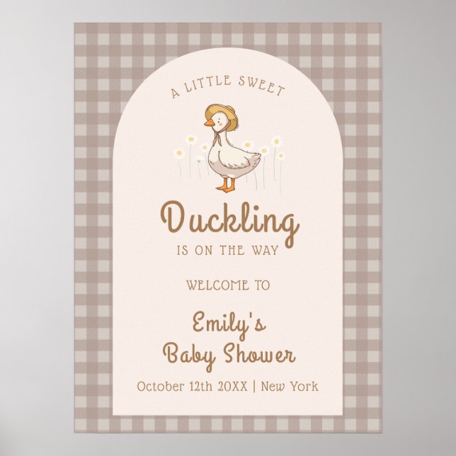 Cute Little Duckling Farmhouse Baby Shower Welcome Poster (Front)