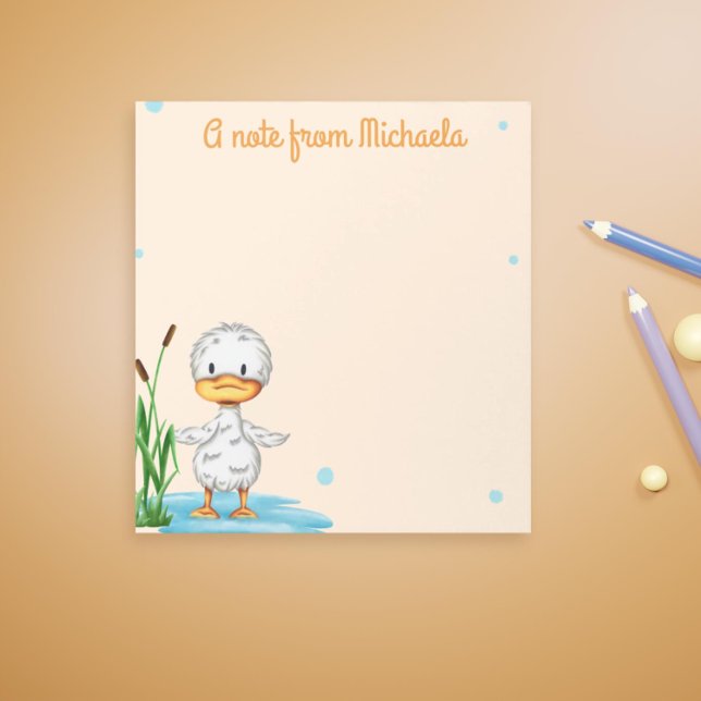 Cute little duckling in pond personalised notepad (Cute duck notepad for duck lovers. Perfect for birthdays or as stocking stuffer)