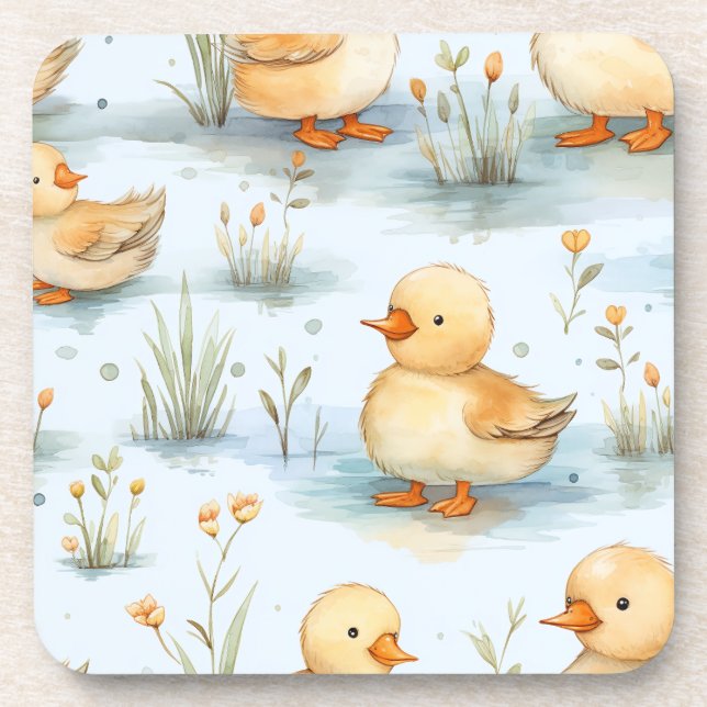 Cute Little Duckling Pattern Coaster (Front)