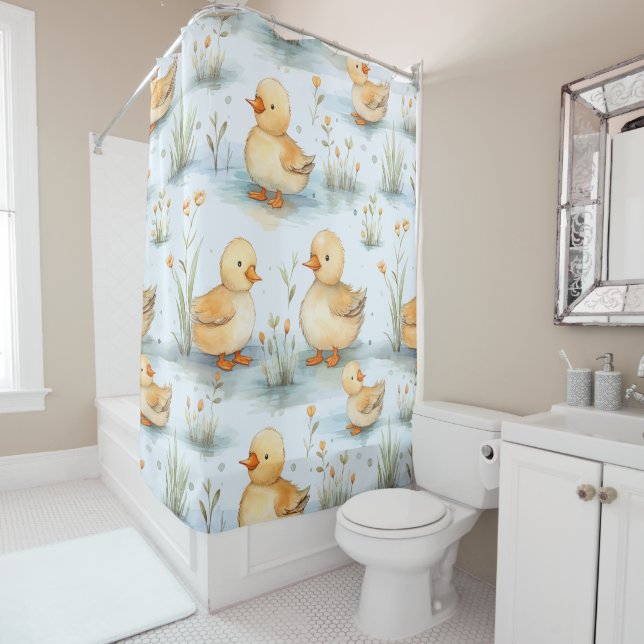 Cute Little Duckling Pattern Shower Curtain (In Situ)