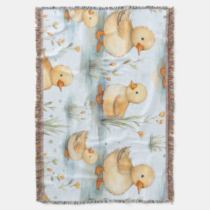 Cute Little Duckling Pattern Throw Blanket